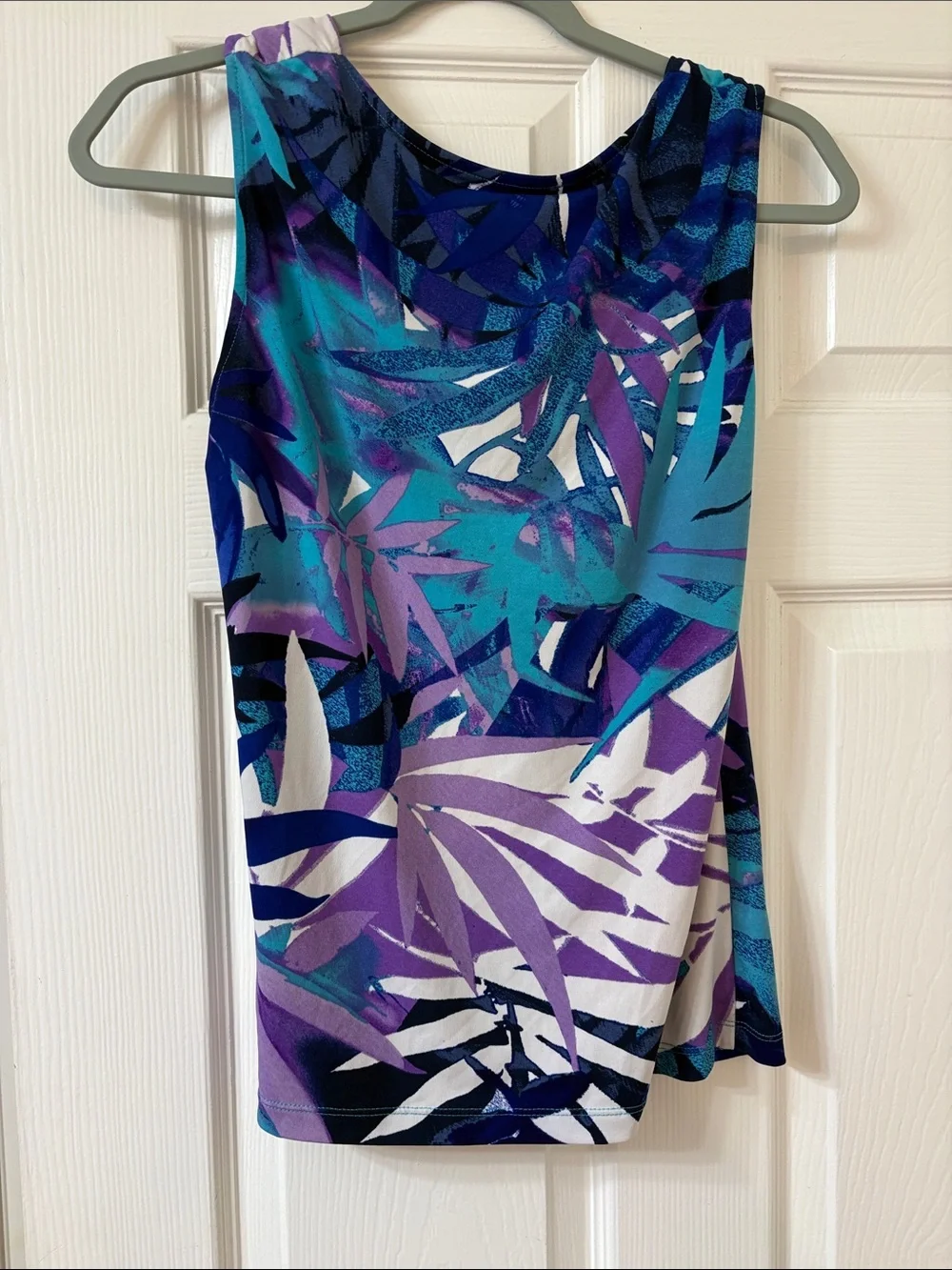 Jones New York Teal & Purple Sleeveless Cowl Neck Shell - Picture 3 of 3